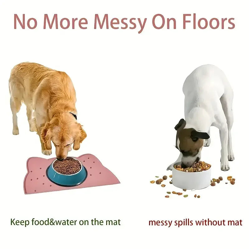 Tapete de comida para mascotas impermeable y antideslizante