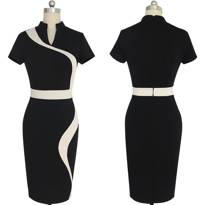 Vestido de trabajo negro con contraste