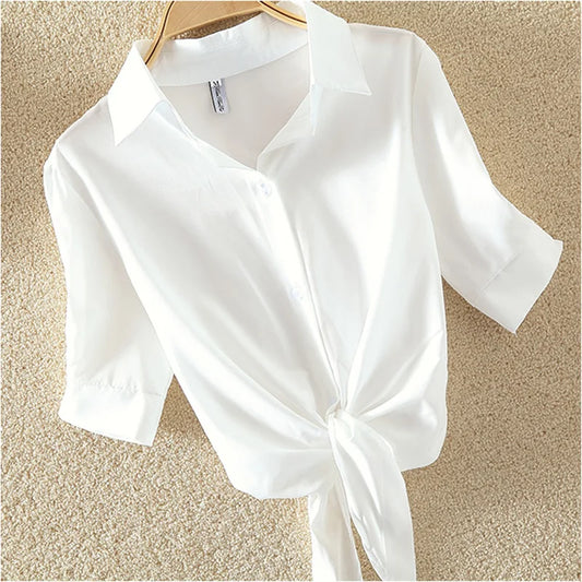 Blusa blanca de verano para mujer