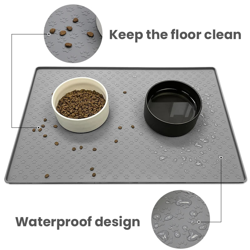 Tapete de silicona impermeable y antideslizante para platos de comida de mascotas