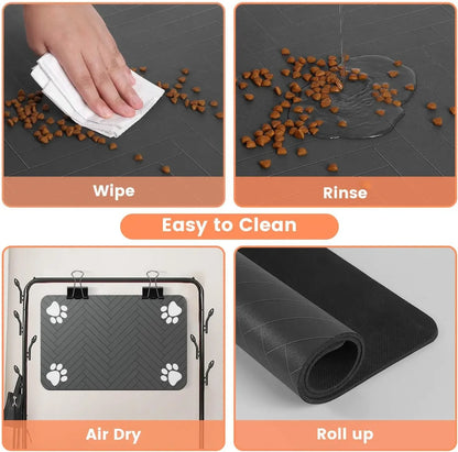 Tapete de goma absorbente e impermeable de secado rápido para platos de comida y agua