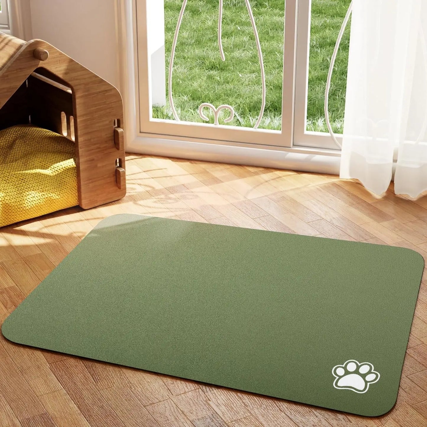 Tapete de goma fácil de limpiar, absorbente e impermeable de secado rápido para platos de comida y agua