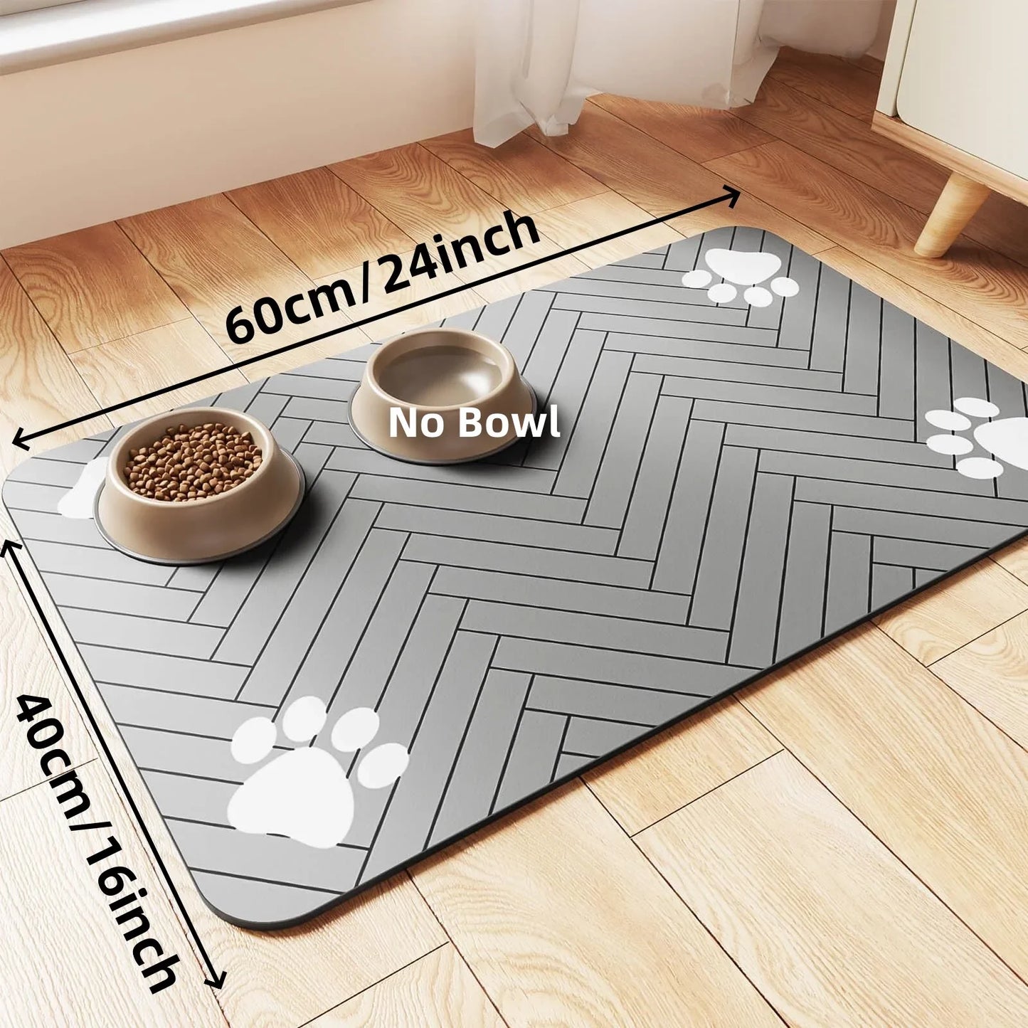 Tapete de goma absorbente e impermeable de secado rápido para platos de comida y agua
