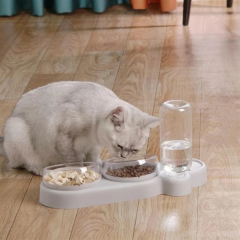 Comedero para gatos antivuelco con fuente de agua