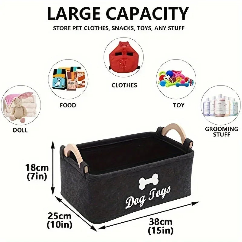Caja de fieltro para el almacenamiento de juguetes de mascotas