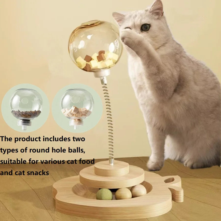 Comedero para entrenamiento de mascotas. Plato giratorio interactivo para gatos.