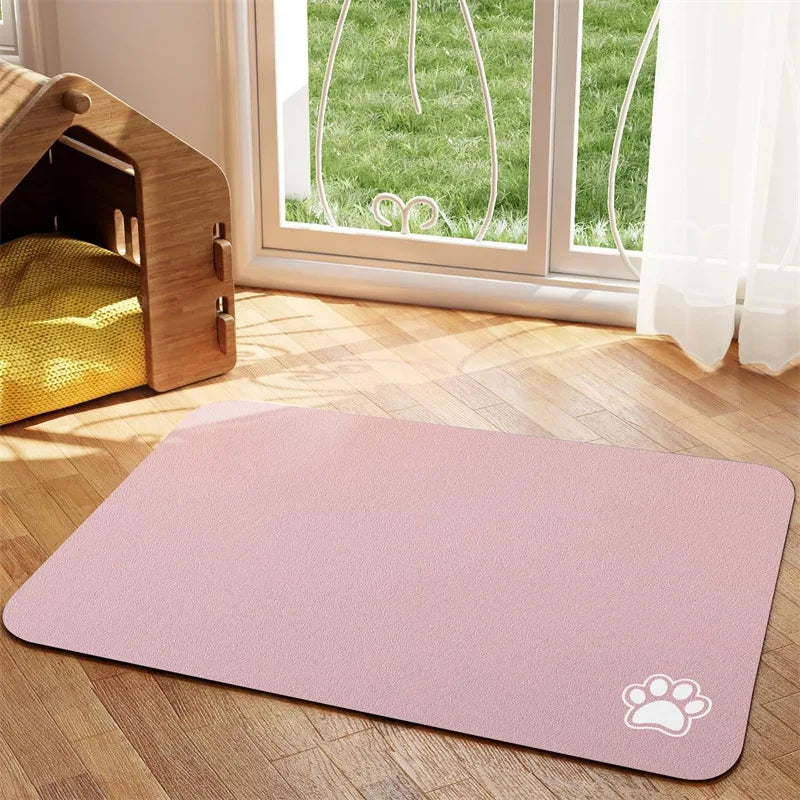 Tapete de goma fácil de limpiar, absorbente e impermeable de secado rápido para platos de comida y agua