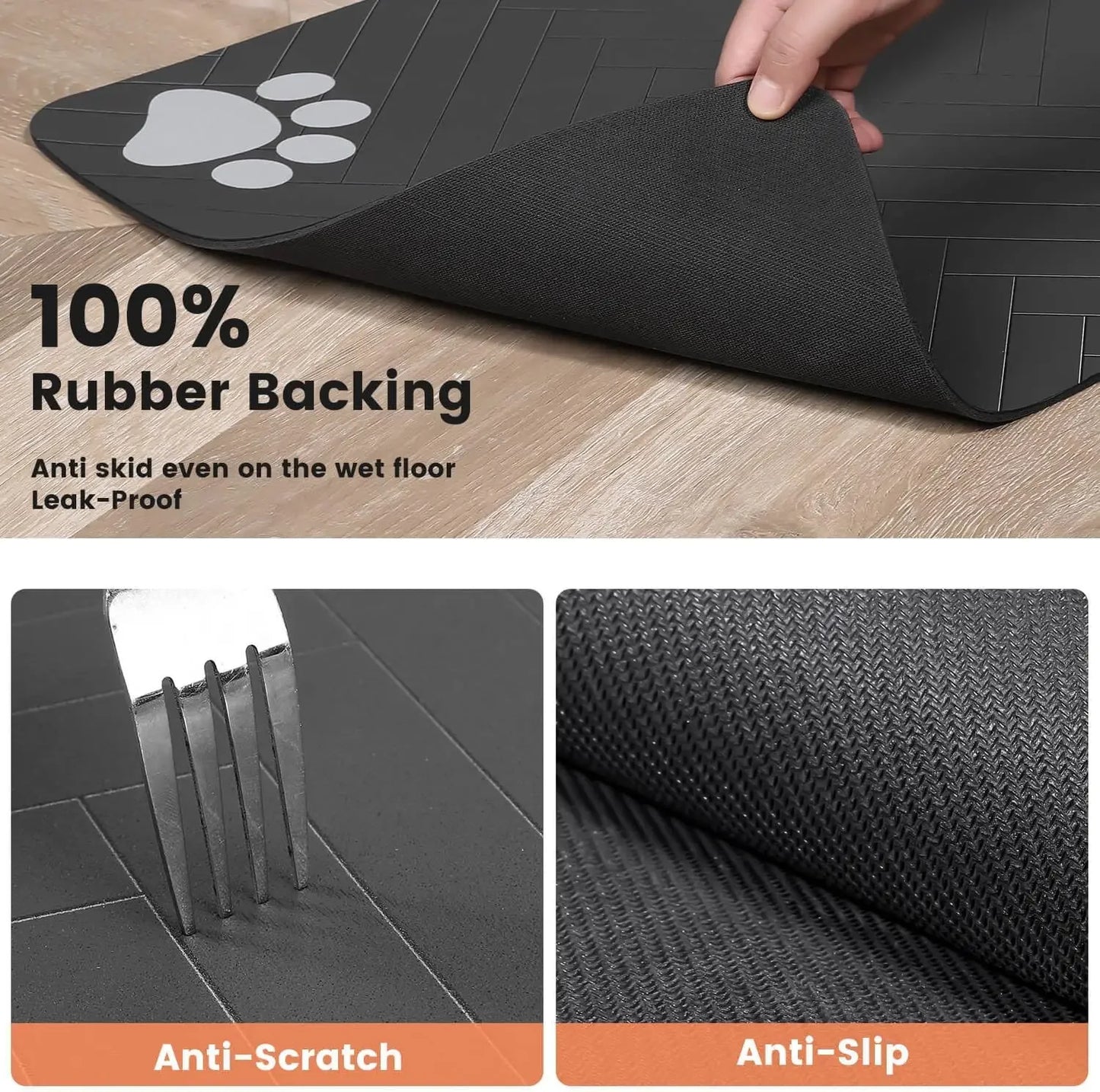 Tapete de goma absorbente e impermeable de secado rápido para platos de comida y agua