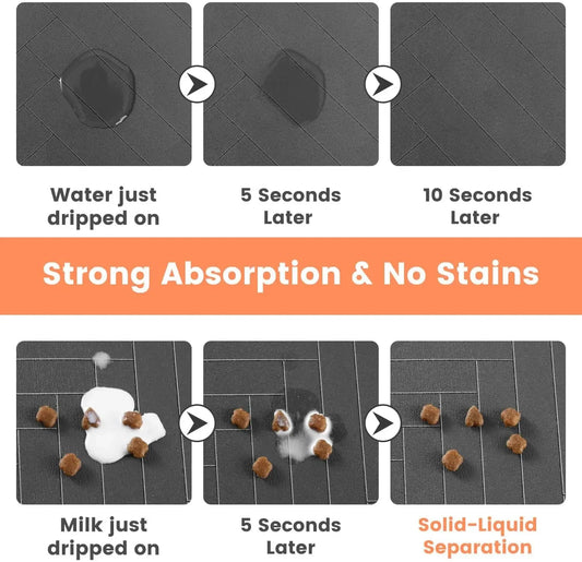 Tapete de goma absorbente e impermeable de secado rápido para platos de comida y agua