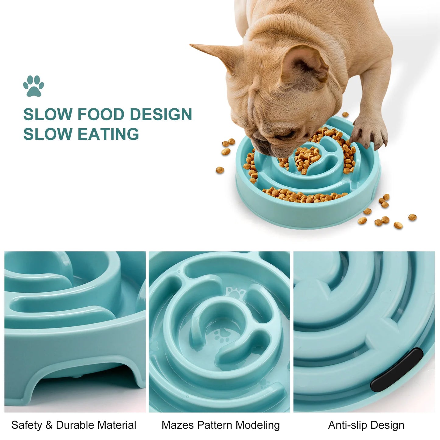 Plato antideslizante de alimentación lenta para mascotas