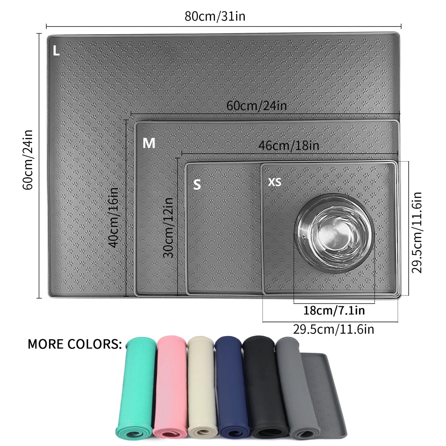 Tapete de silicona impermeable y antideslizante para platos de comida de mascotas