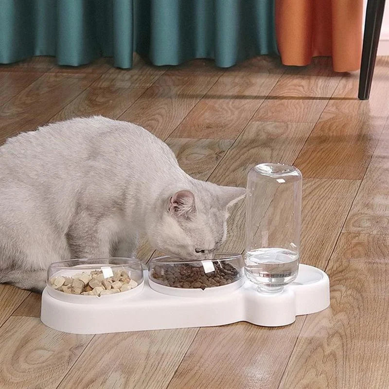Comedero para gatos antivuelco con fuente de agua
