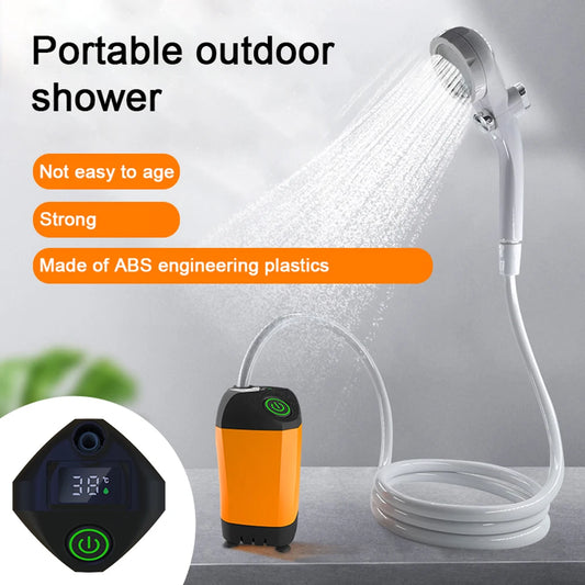 Ducha eléctrica portátil para camping impermeable con pantalla digital