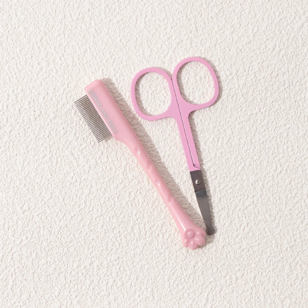 Set de peine y tijeras para limpieza facial de mascotas
