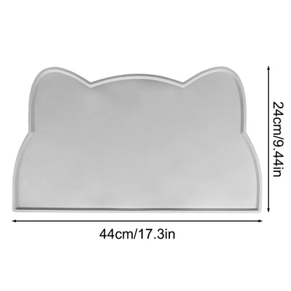 Tapete de silicona fácil de limpiar, antideslizante e impermeable de secado rápido con forma de gato para platos de comida y agua