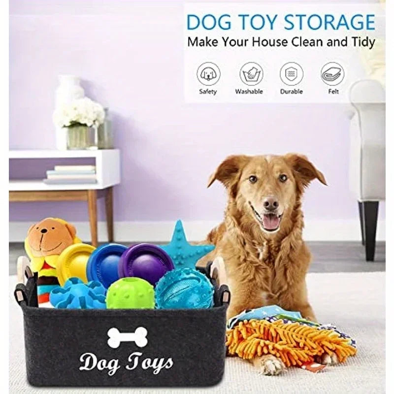 Caja de fieltro para el almacenamiento de juguetes de mascotas