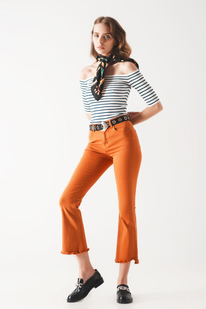 Top Bardot a rayas en azul marino
