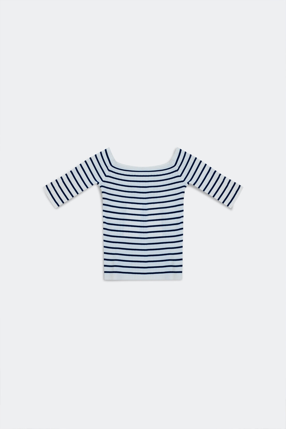 Top Bardot a rayas en azul marino